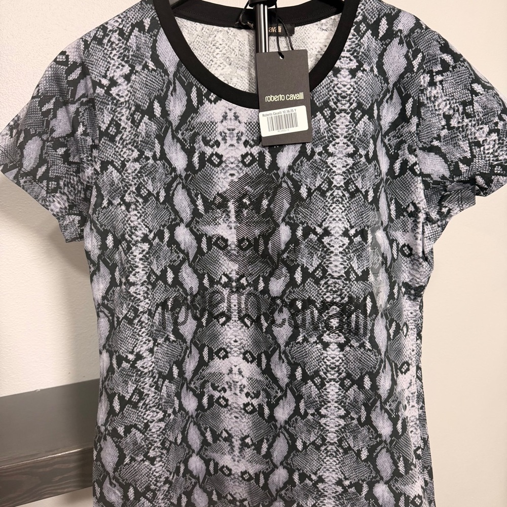 Roberto Cavalli Gray Snake Print Women's Top